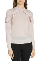 Women's Kate Spade New York Studded Ruffle Sweater - Black