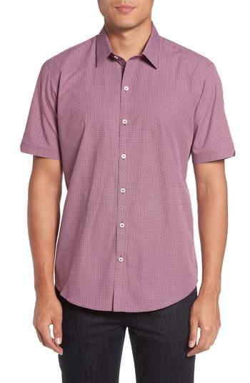 Men's Zachary Prell Riddle Slim Fit Print Sport Shirt, Size - Burgundy