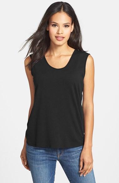 Women's Eileen Fisher Scoop Neck Jersey Tee - Black