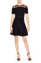 Women's Sandro Chaza Embellished Neck Knit Dress - Black