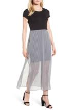 Women's Vince Camuto Stripe Chiffon Overlay Maxi Dress, Size - Black