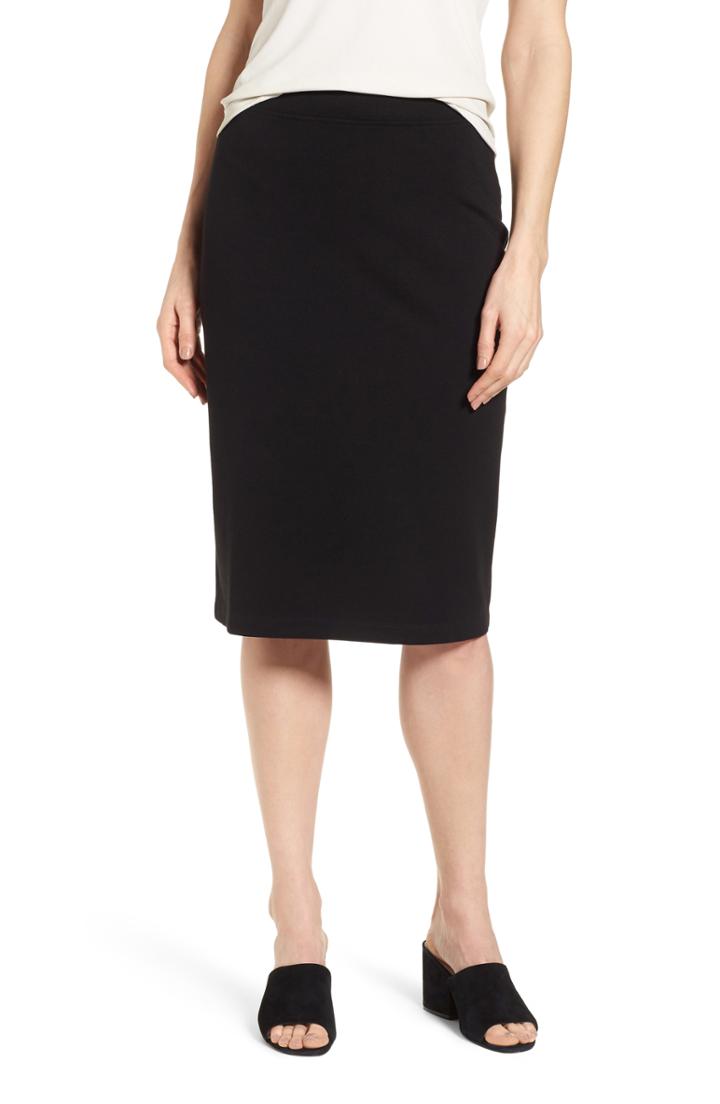 Women's Eileen Fisher Tencel Lyocell Blend Knit Pencil Skirt, Size - Black