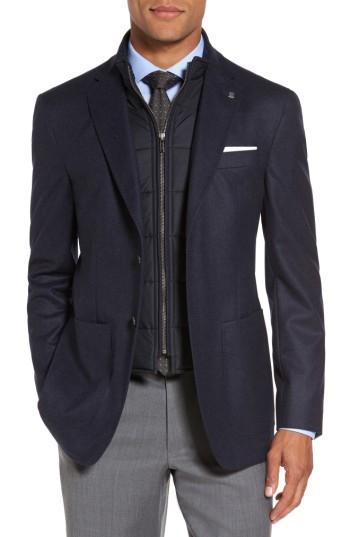 Men's Ted Baker London Tucker Trim Fit Plaid Wool Sport Coat S - Blue