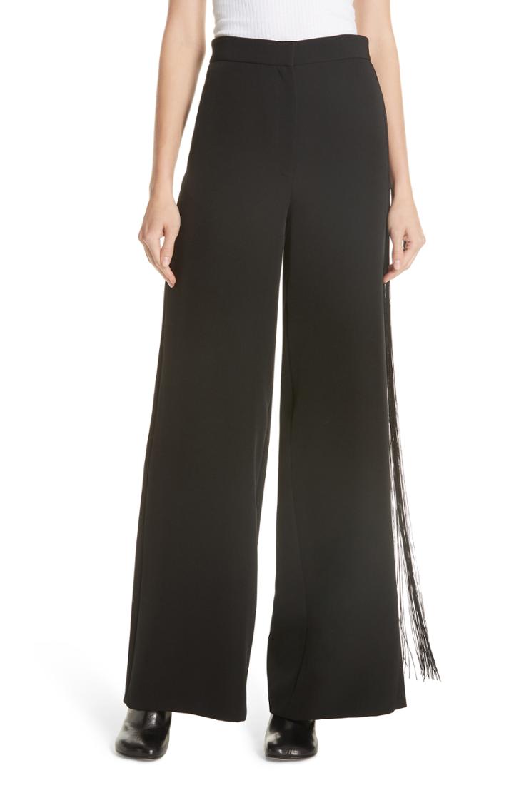 Women's Mm6 Maison Margiela Fringe Detail Pants Us / 36 It - Black