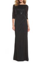 Women's La Femme Sequin & Jersey Gown