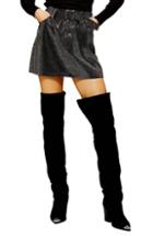 Women's Topshop Crystal Pin Stud Denim Skirt Us (fits Like 0) - Black
