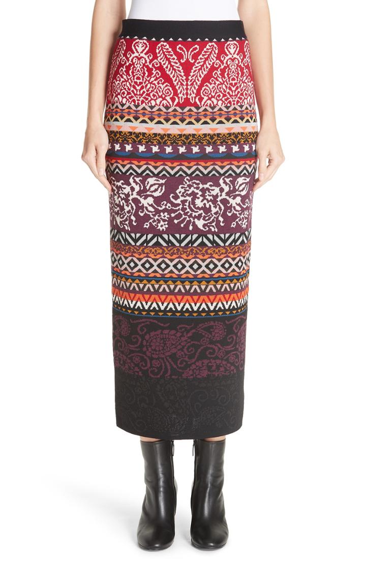 Women's Fuzzi Mixed Fair Isle Midi Skirt
