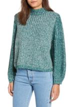 Women's Bp. Marled Puff Sleeve Sweater, Size - Blue/green