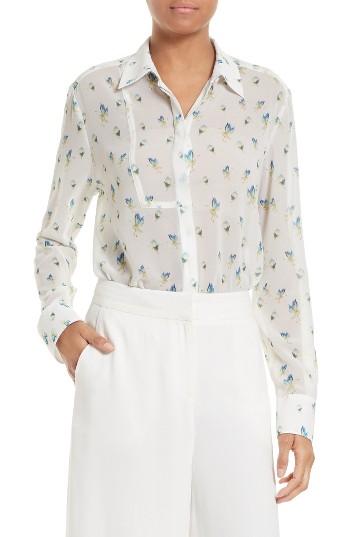 Women's Grey Jason Wu Crane Print Chiffon Blouse