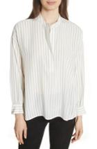 Women's Vince Double Stripe Silk Pullover - Ivory