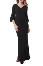 Women's Kimi And Kai Maisie Scalloped Maternity Mermaid Dress - Black