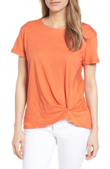 Women's Caslon Knotted Tee, Size - Orange