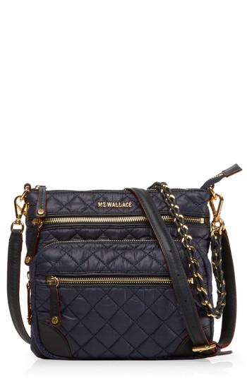 Mz Wallace Crosby North/south Quilted Nylon Crossbody - Blue