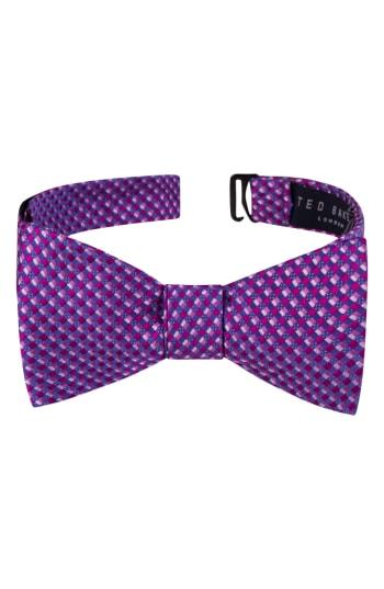 Men's Ted Baker London Parquet Square Silk Bow Tie, Size - Purple