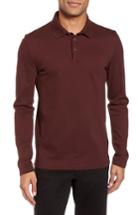 Men's Boss Pleins Slim Fit Long Sleeve Polo - Red