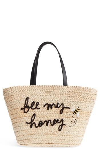 Kate Spade New York Picnic Perfect Bee My Honey Straw Tote - Ivory