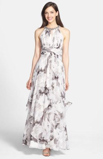 Women's Eliza J Embellished Print Chiffon Maxi Dress