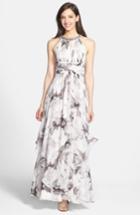 Women's Eliza J Embellished Print Chiffon Maxi Dress