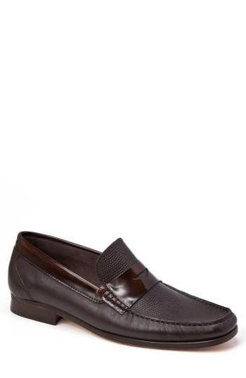 Men's Sandro Moscoloni Bilbao Pebble Embossed Penny Loafer D - Brown