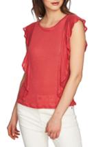 Women's 1.state Ruffle Linen Top, Size - Red