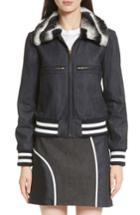 Women's Harvey Faircloth Faux Fur Collar Bomber Jacket - Blue