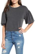 Women's Bp. Cropped Short Sleeve Sweatshirt, Size - Black