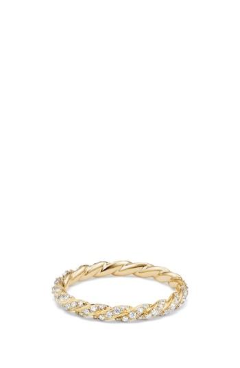 Women's David Yurman 2.7mm Paveflex Ring With Diamonds In 18k Gold