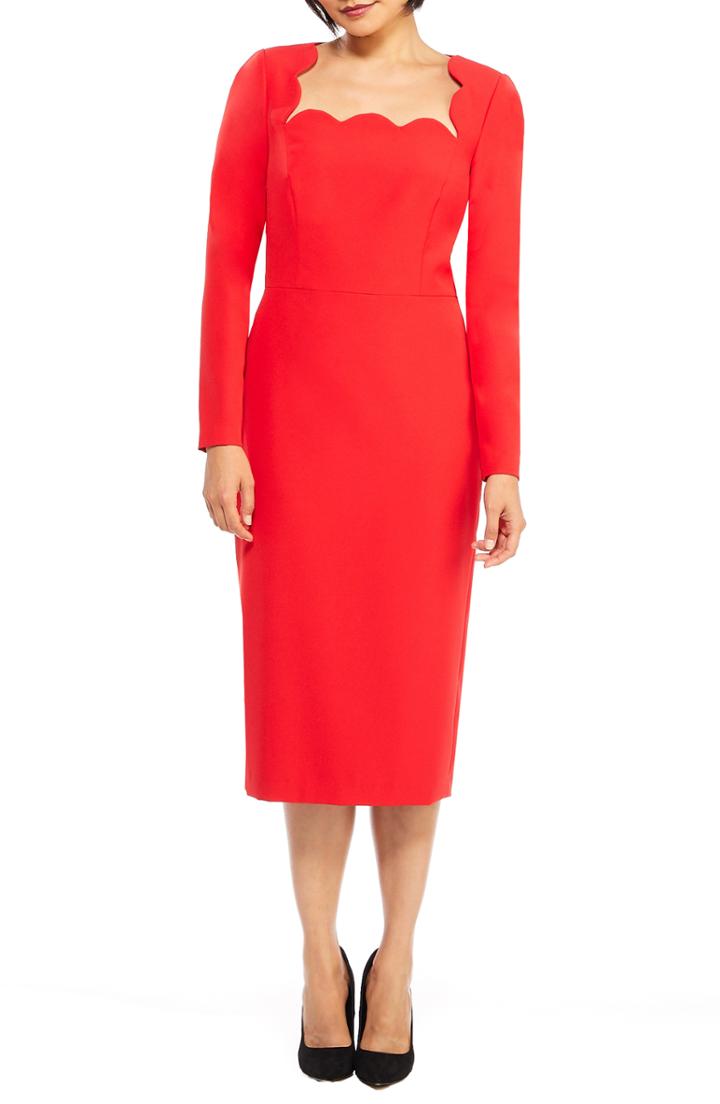 Women's Maggy London Square Neck Dream Crepe Midi Dress - Red