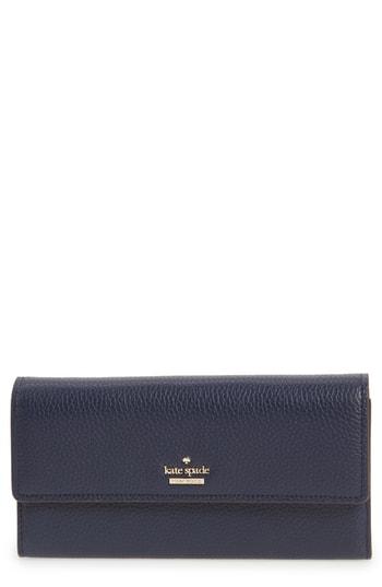 Women's Kate Spade New York Oakwood Street - Kinsley Pebbled Leather Wallet - Blue
