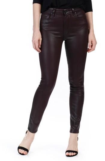Women's Paige Transcend - Hoxton High Waist Ankle Skinny Jeans - Red