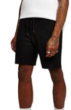 Men's Topman Slim Fit Twill Jersey Shorts - Black