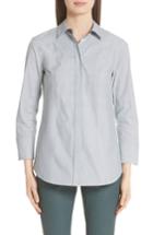 Women's Lafayette 148 New York Clause Stripe Shirt, Size - Blue
