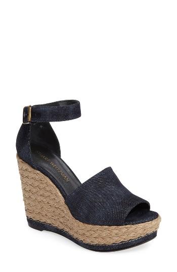 Women's Stuart Weitzman Sohojute Platform Wedge Sandal M - Blue