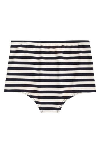 Women's J.crew Stripe High Waist Bikini Bottoms - Blue