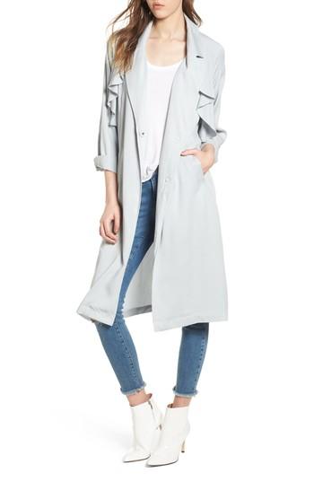 Women's Leith Ruffle Trim Trench Coat, Size - Blue