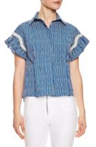Women's Sandro Bleu Crulen Stretch Cotton Top - Blue