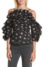 Women's Rebecca Taylor Off The Shoulder Floral Ruffle Top - Black