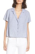 Women's Bp. Linen Blend Camp Shirt, Size - Blue