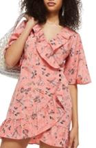 Women's Topshop Off Duty Ruffle Tea Dress Us (fits Like 0) - Pink