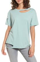 Women's Topshop Ripped Cotton Tee Us (fits Like 0-2) - Green