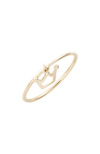 Women's Poppy Finch Skinny Dangling Crown Charm Ring