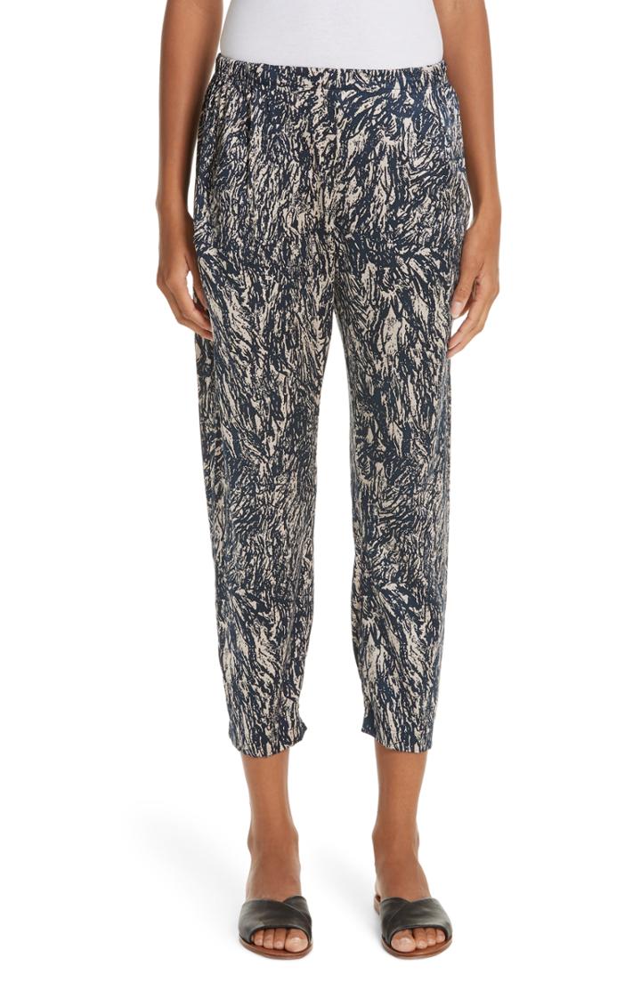 Women's Zero + Maria Cornejo Gabi Hair Print Stretch Silk Pants - Blue