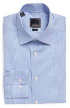 Men's David Donahue Slim Fit Check Dress Shirt .5 32/33 - Blue