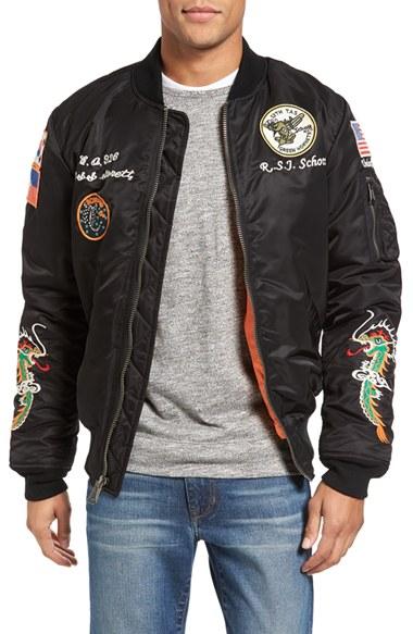 Men's Schott Nyc Souvenir Ma-1 Flight Jacket