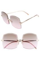 Women's Wildfox Hologram 60mm Square Sunglasses - Rose Gold/ Brown-rose Gradient