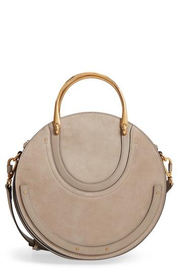 Chloe Pixie Maxi Calfskin Suede/leather Satchel - Grey
