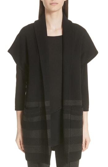 Women's St. John Collection Shawl Collar Knit Jacket, Size - Black