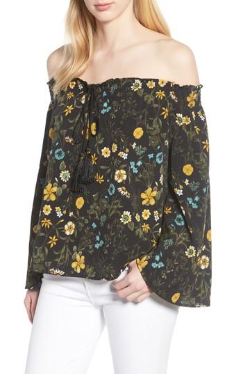 Women's Press Off The Shoulder Tassel Top - Black