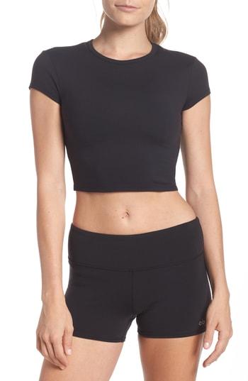 Women's Alo Choice Short Sleeve Crop Top - Black