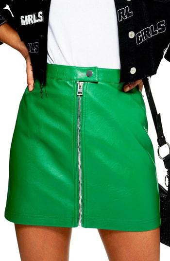 Women's Topshop Penelope Faux Leather Miniskirt Us (fits Like 0) - Green
